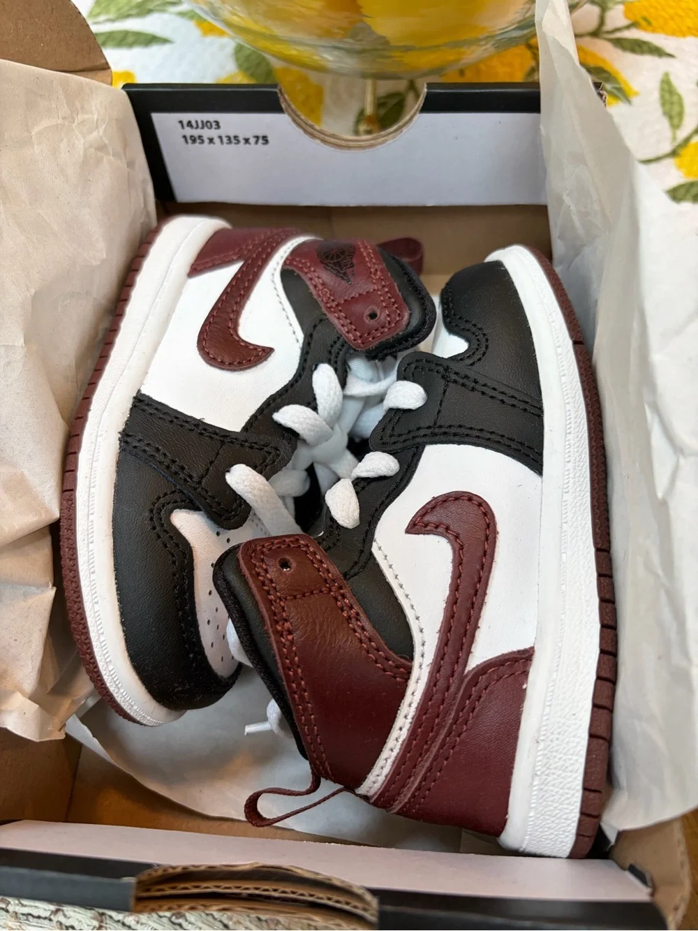 Jordan Kids High-Top Sneakers in White, Black and Dark Pony NEW in BOX